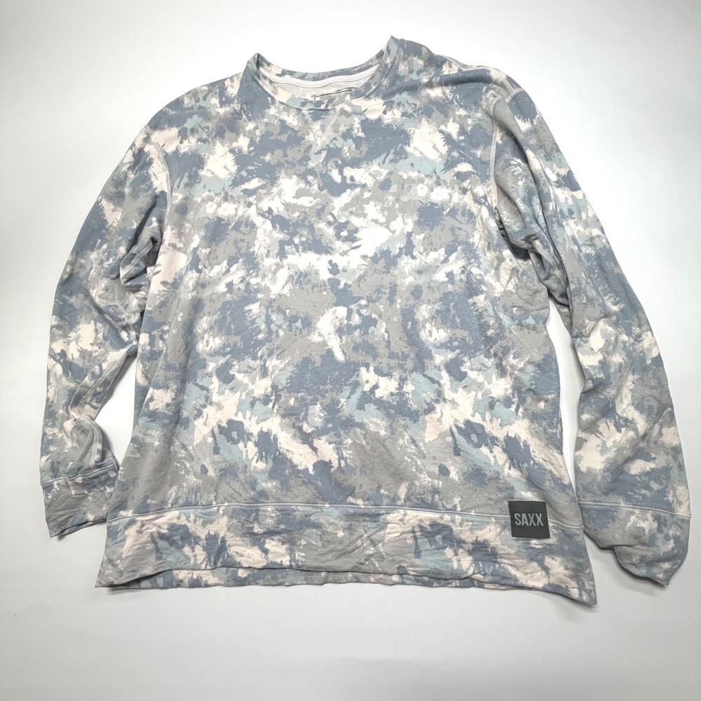 SAXX‎ 3Six Five Crewneck Sweatshirt L Tie Dye Camo Stretch Pullover